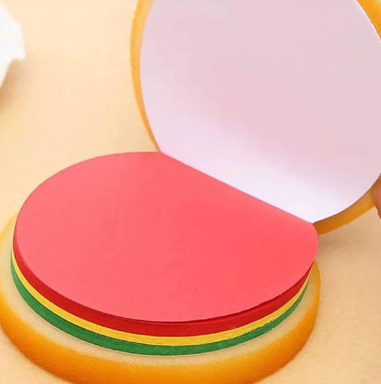 Burger Shaped Sticky Notes – Multicolor Unique Memo Pads | Foloria
