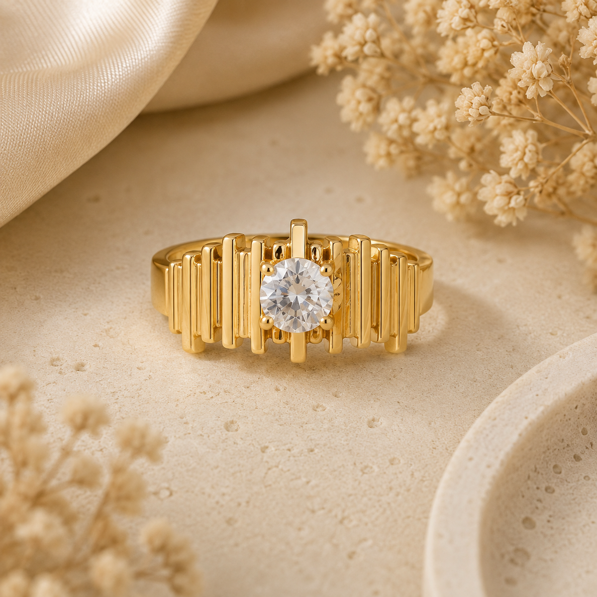 Golden Radiance – Anti-Tarnish Statement Ring