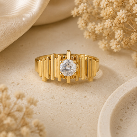 Golden Radiance – Anti-Tarnish Statement Ring