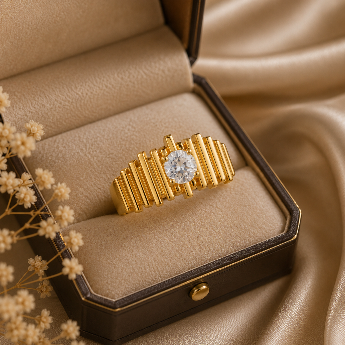 Golden Radiance – Anti-Tarnish Statement Ring