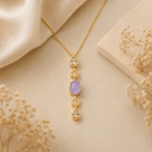 Lavender Luxe – Anti-Tarnish Gold Pendant Necklace