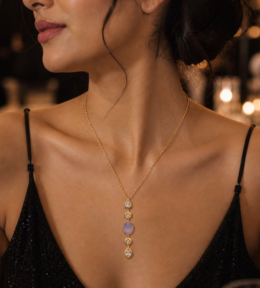 Lavender Luxe – Anti-Tarnish Gold Pendant Necklace